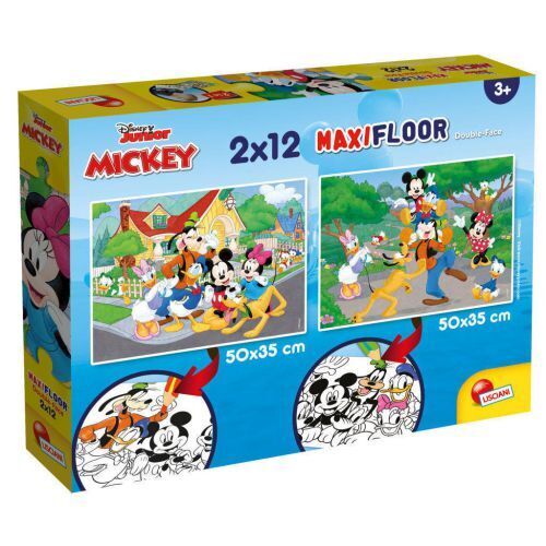 Lisciani LSC86559 2 Puzzle 12 Pezzi Maxi Double Face - Mickey