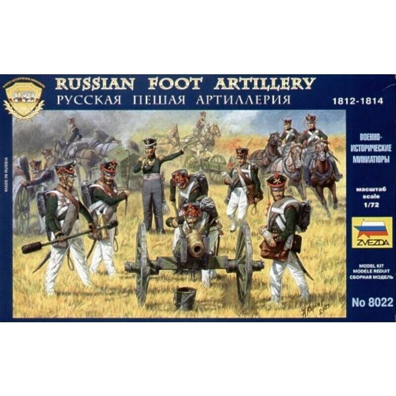 ZVEZDA 1:72 SOLDATINI DA COLORARE RUSSIAN FOOT ARTILLERY ART 8022