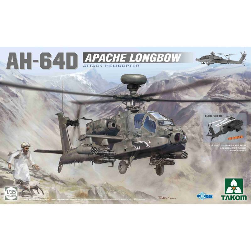 Modellino Elicottero Ah-64d Longbow Apache Attack Helicopter TAKOM 2601 1/35ème