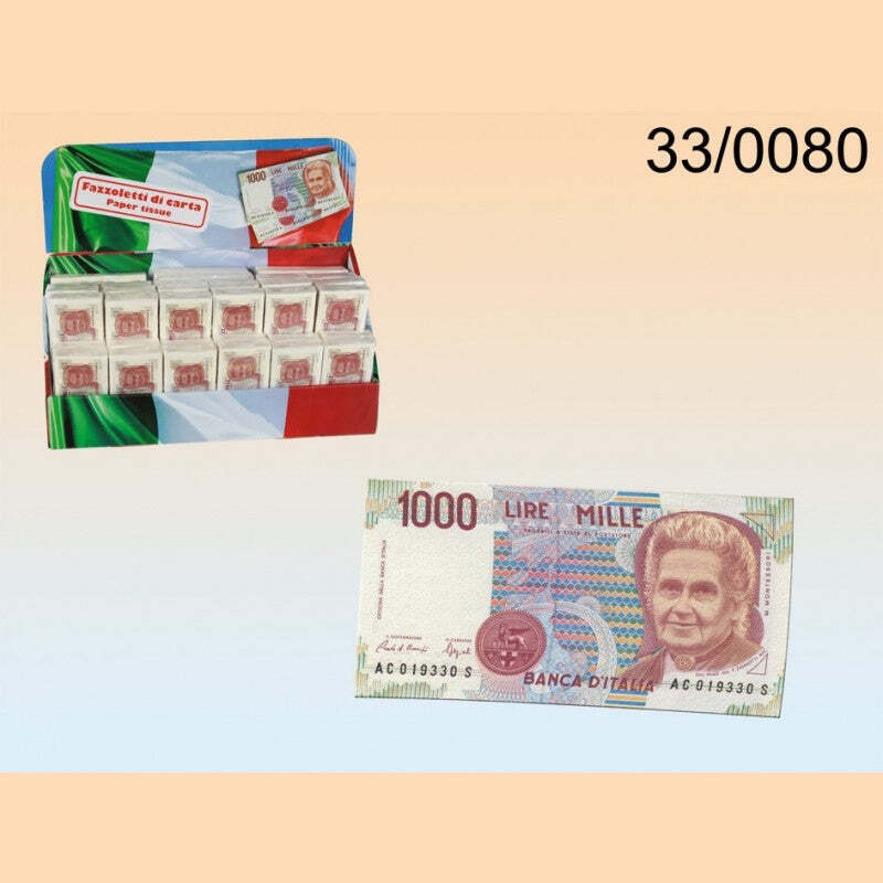 10 FAZZOLETTI BANCONOTA DA LIRE 1000