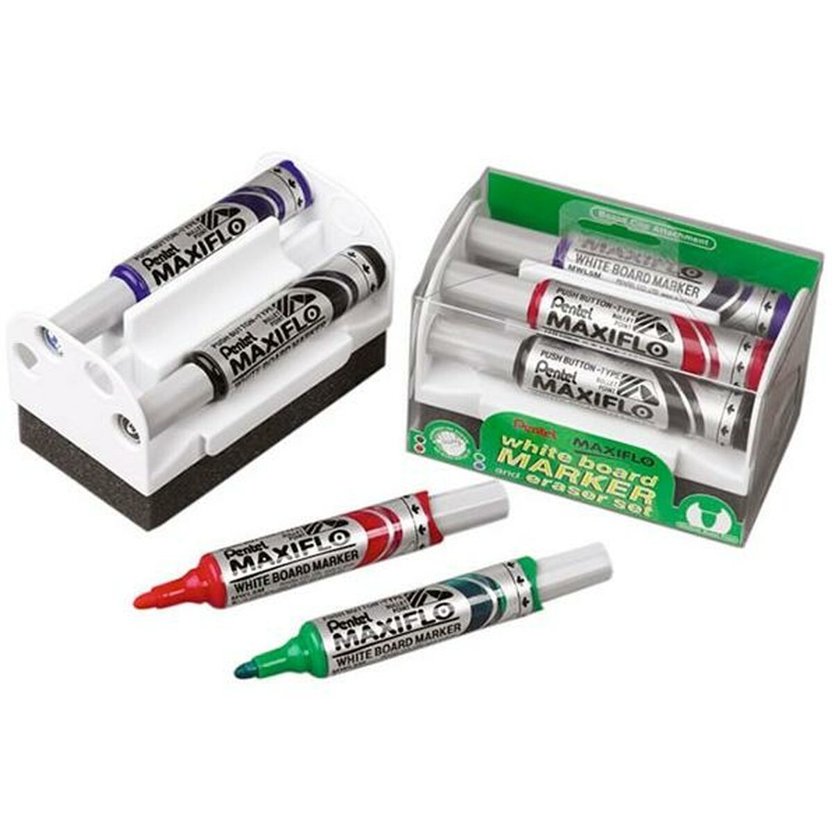 Set di Pennarelli Pentel Maxiflo Cancellino per lavagna 4 Pezzi