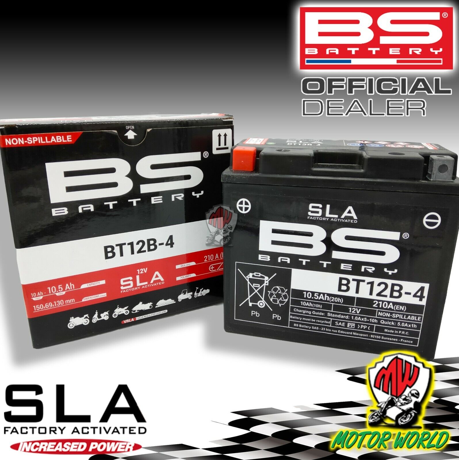 BATTERIA BS BATTERY SLA GIA ATTIVATA BT12B-4  DUCATI  Superbike 1098 S 2001 2002