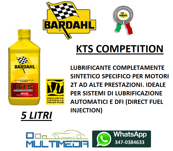 5 LITRI OLIO MISCELA MOTORE BARDAHL SCOOTER KTS COMPETITION 2 TEMPI MOTO