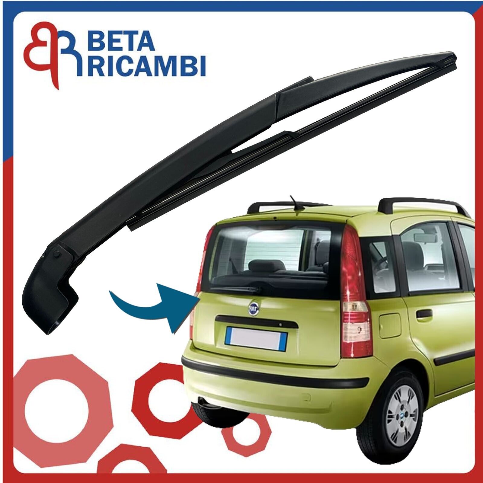 Spazzola Tergi Lunotto Posteriore Per Fiat Panda 169 Dal 2003 Con Braccio