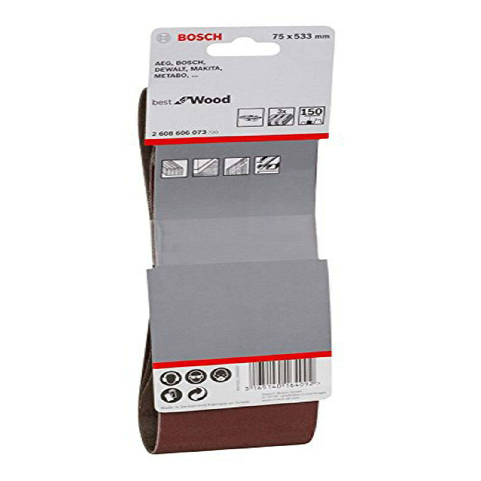 Bosch nastro di carta abrasiva 75x533mm, grana 150