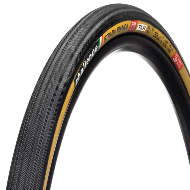 Pneu vélo CHALLENGE Strada Bianca Pro 700X33 TR/flanc beig