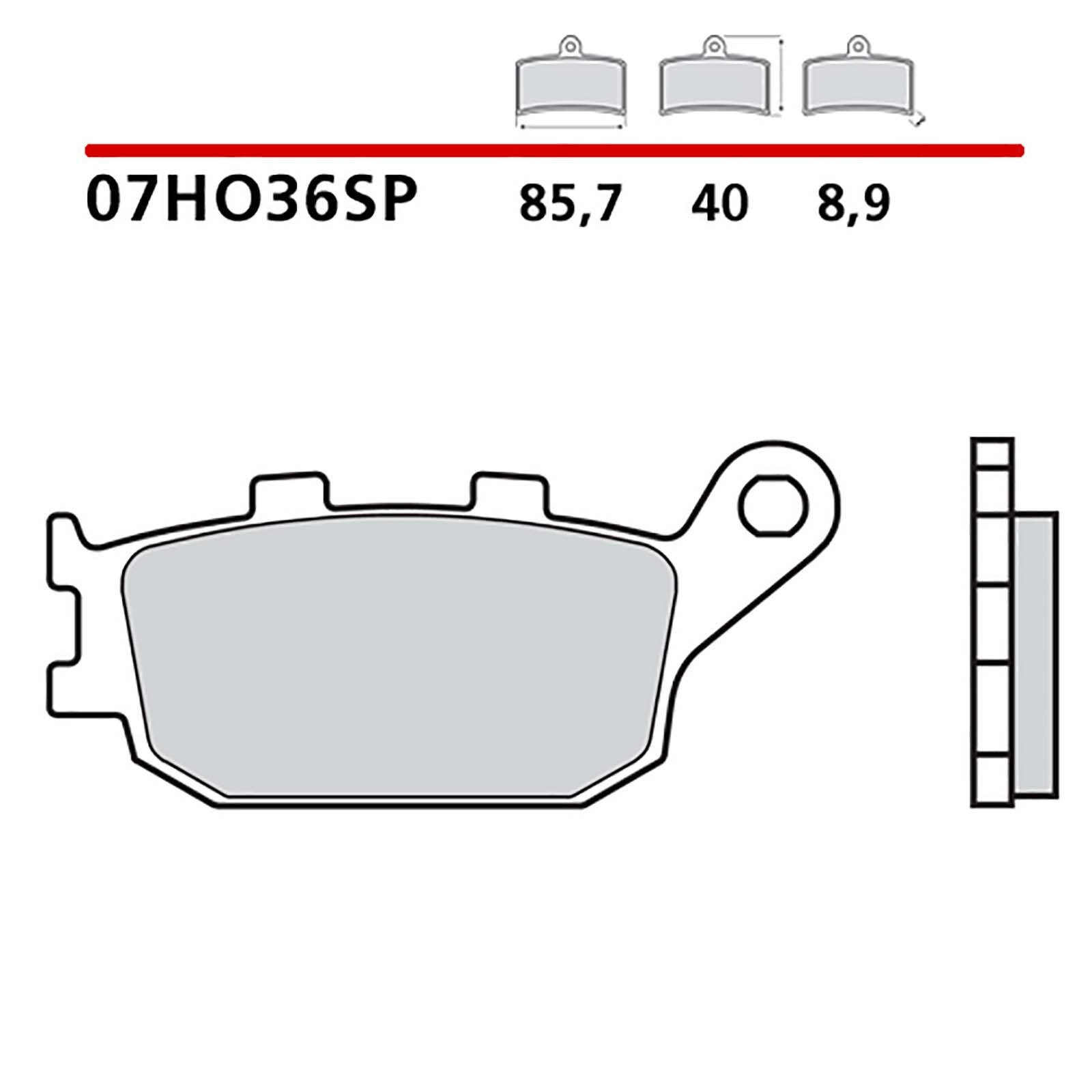 BREMBO KIT PASTIGLIE FRENO POSTERIORE YAMAHA XJ 6 S DIVERSION 600/ABS 13-16-COD.