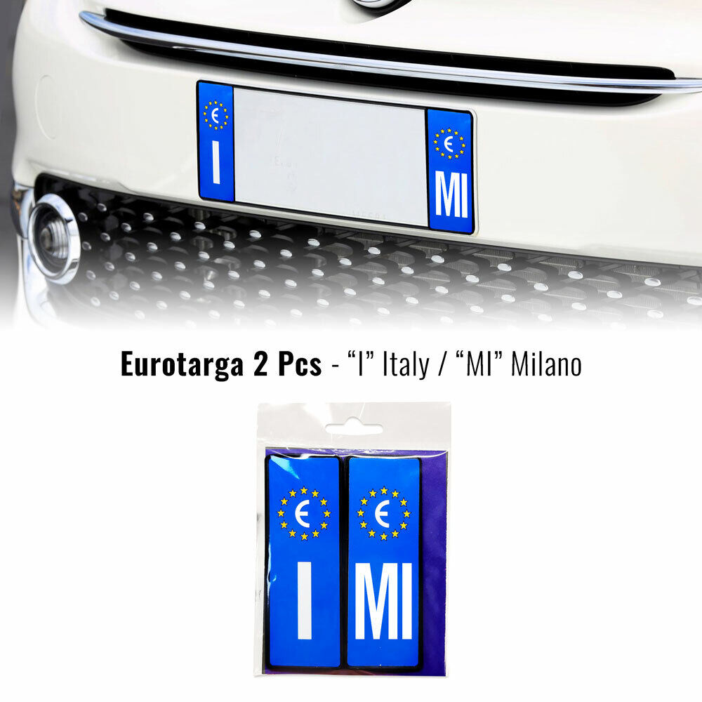 Adesivi Targa Auto Italia Europa Provincia Milano con Placchetta Rigida