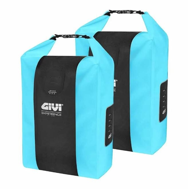 Coppia Borse Laterali "Junter" per Bici, 20+20L, Azzurre, Impermeabili - Givi EX