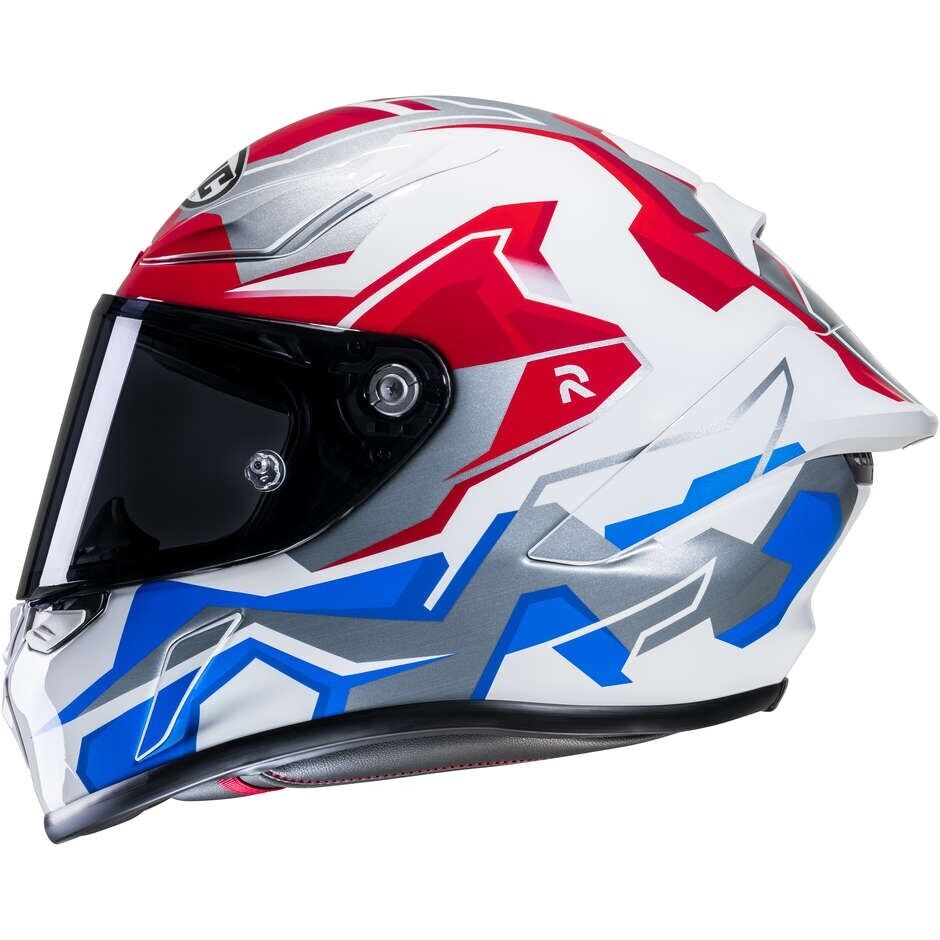 CASCO HELMET FIBRA MOTO INTEGRALE HJC RPHA 1 NOMARO MC21 BIANCO BLU ROSSO TG M