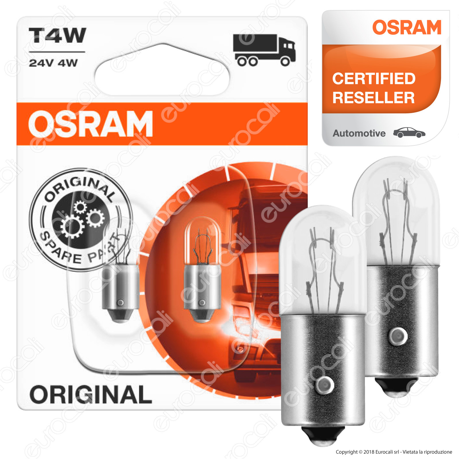 2 Lampade Osram T4W Truck Original Line Lampadine Fari Auto Moto