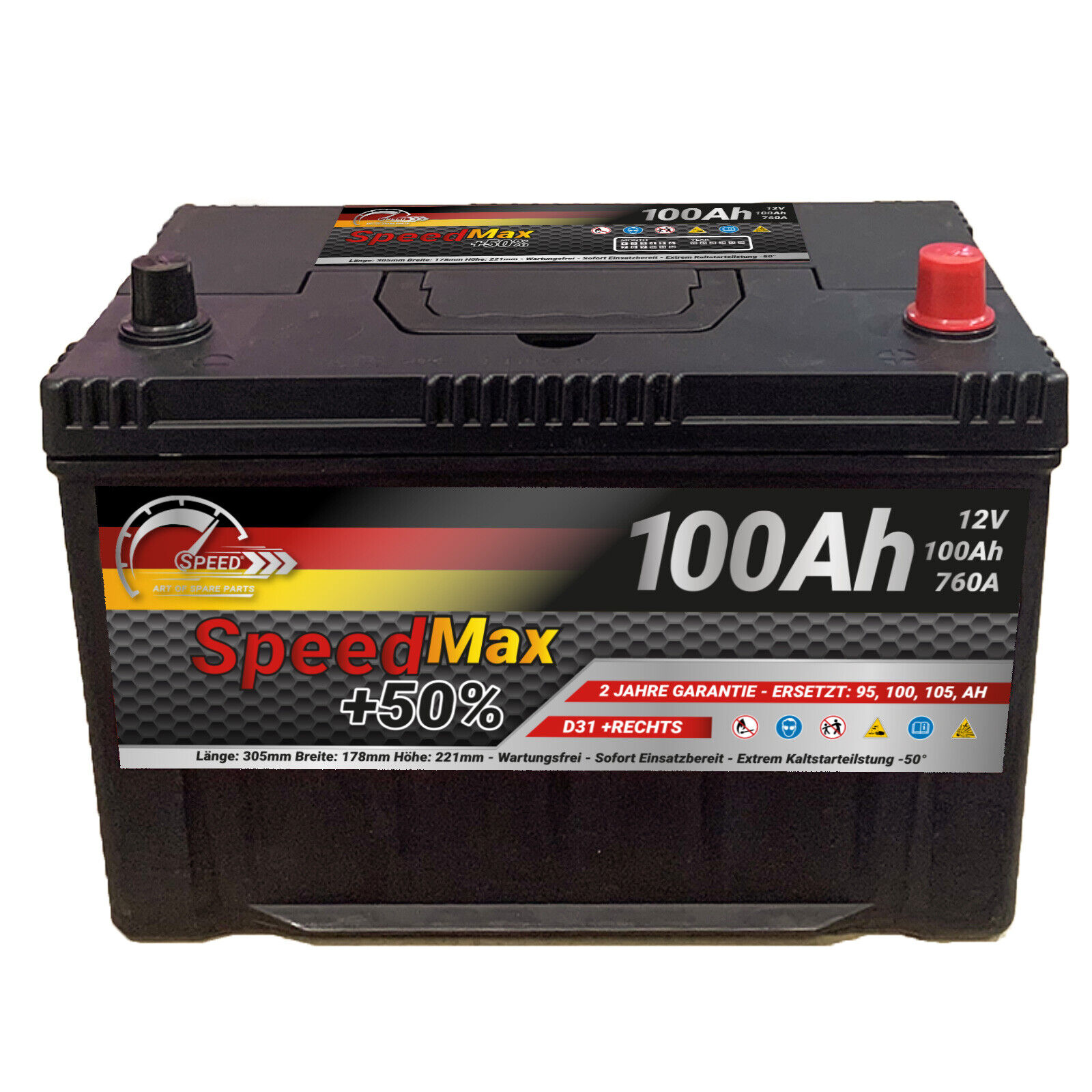 Batteria auto D31 Speed Max 100Ah 760A + Dx 12v G28 Truck Trattore