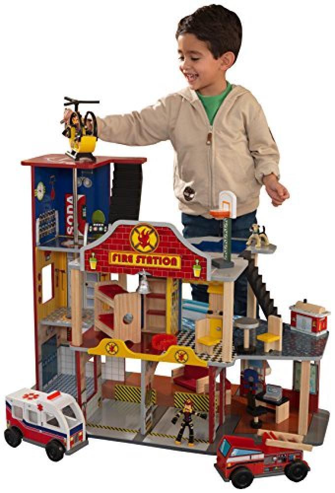 Kidkraft 63214 Deluxe - Set Caserma dei Vigili Del Fuoco, con 27 Accessori, Veic
