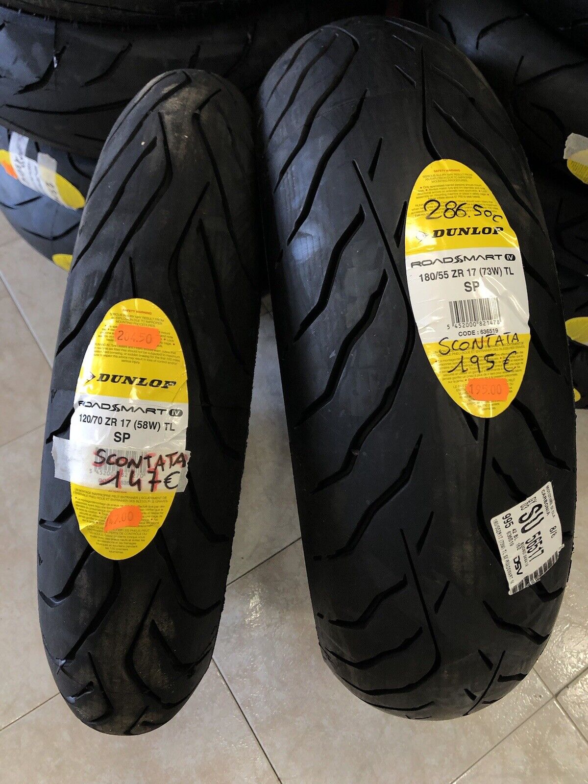 COPPIA GOMME DUNLOP 120/70ZR19 (60W) ROADSMART 4 + 180/55ZR17 (73W) ROADSMART 4