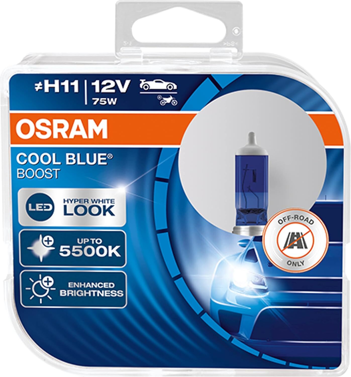 OSRAM COOL BLUE BOOST H11, halogen headlight lamp, 62211CBB-HCB, 12 V passenger