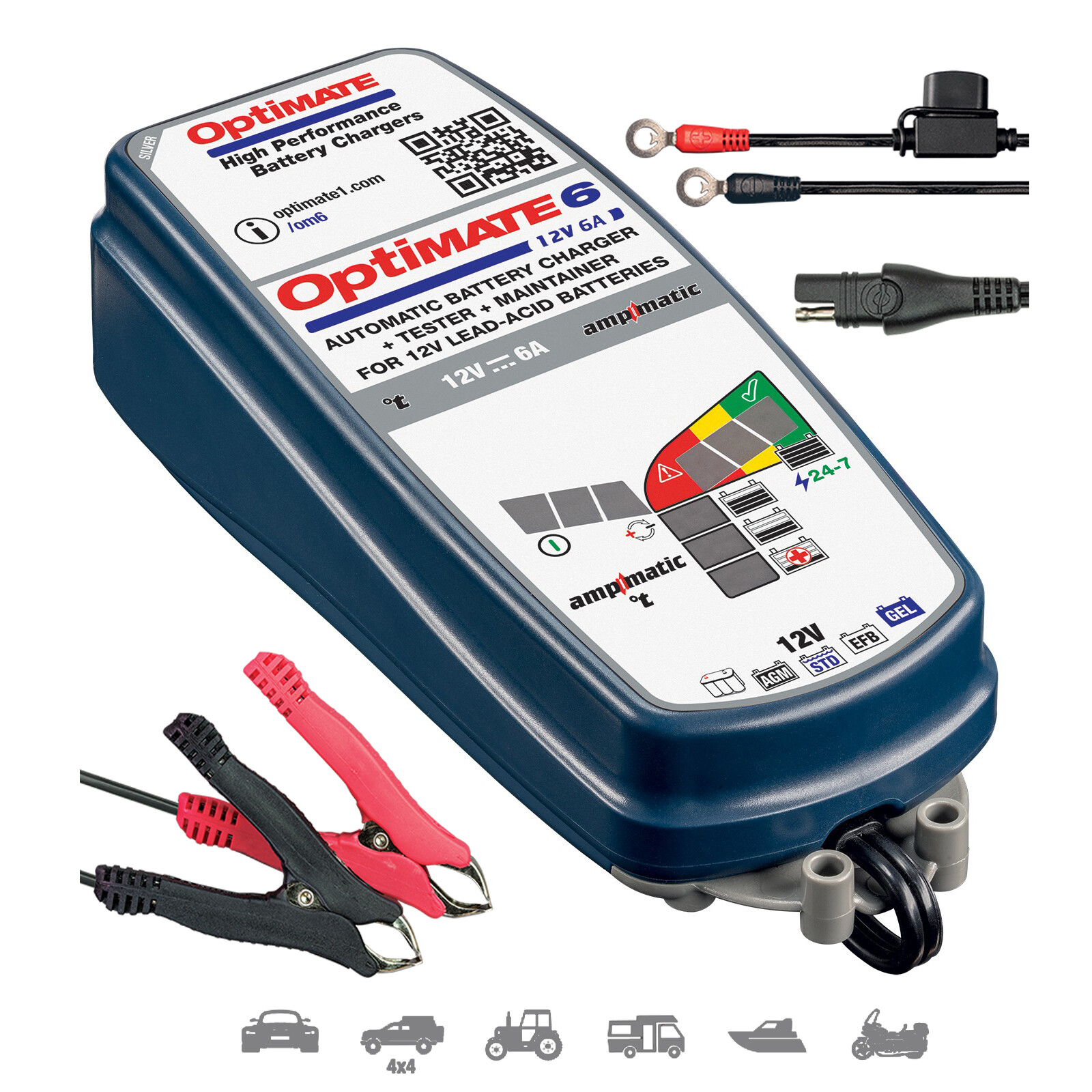 Cargador-Mantenedor Batterie Optimate 6 Ampmatic 6a tm-360 Moto