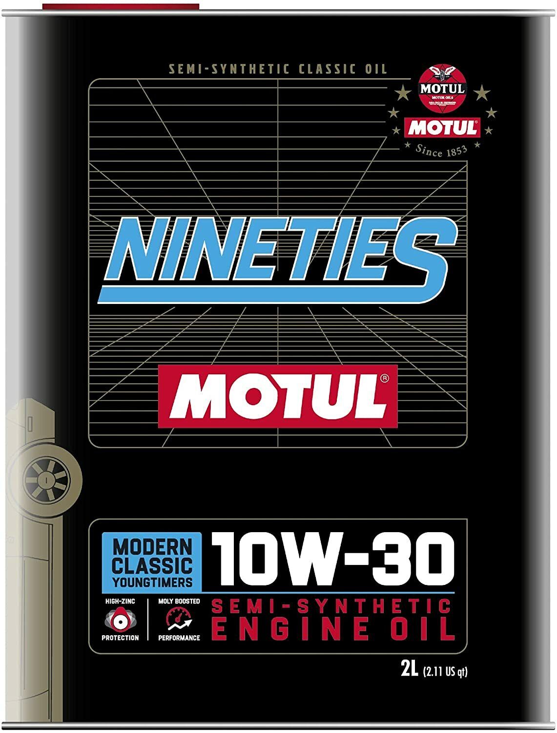 Motul Nineties 2 LT Olio Motore 10W30 Semisintetico Auto Moderne d'epoca API SN