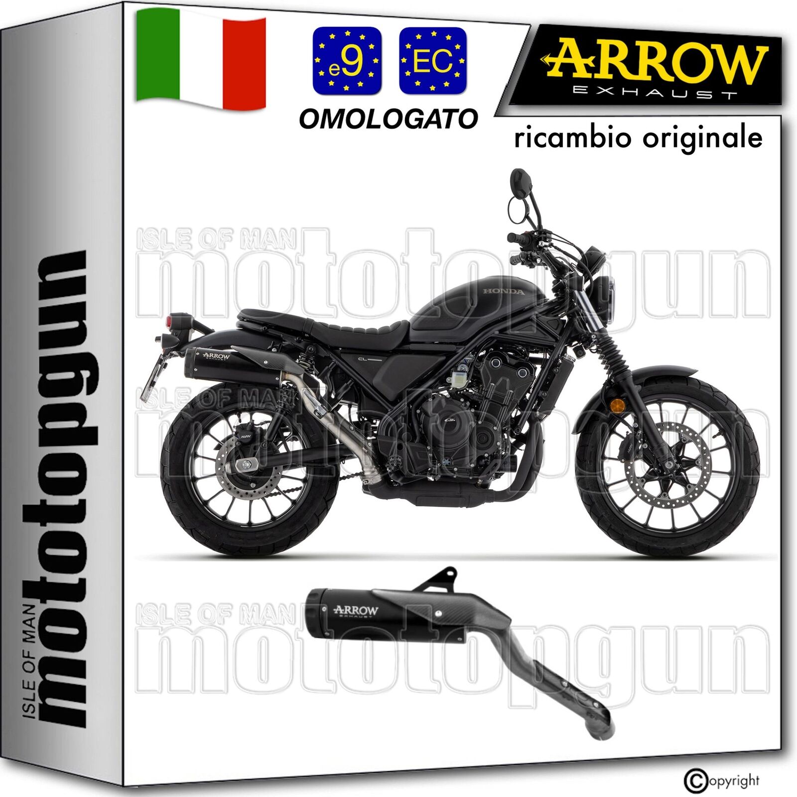 ARROW SCARICO + OMO REBEL NERO FONDELLO NERO HONDA CL 500 2023 23 2024 24