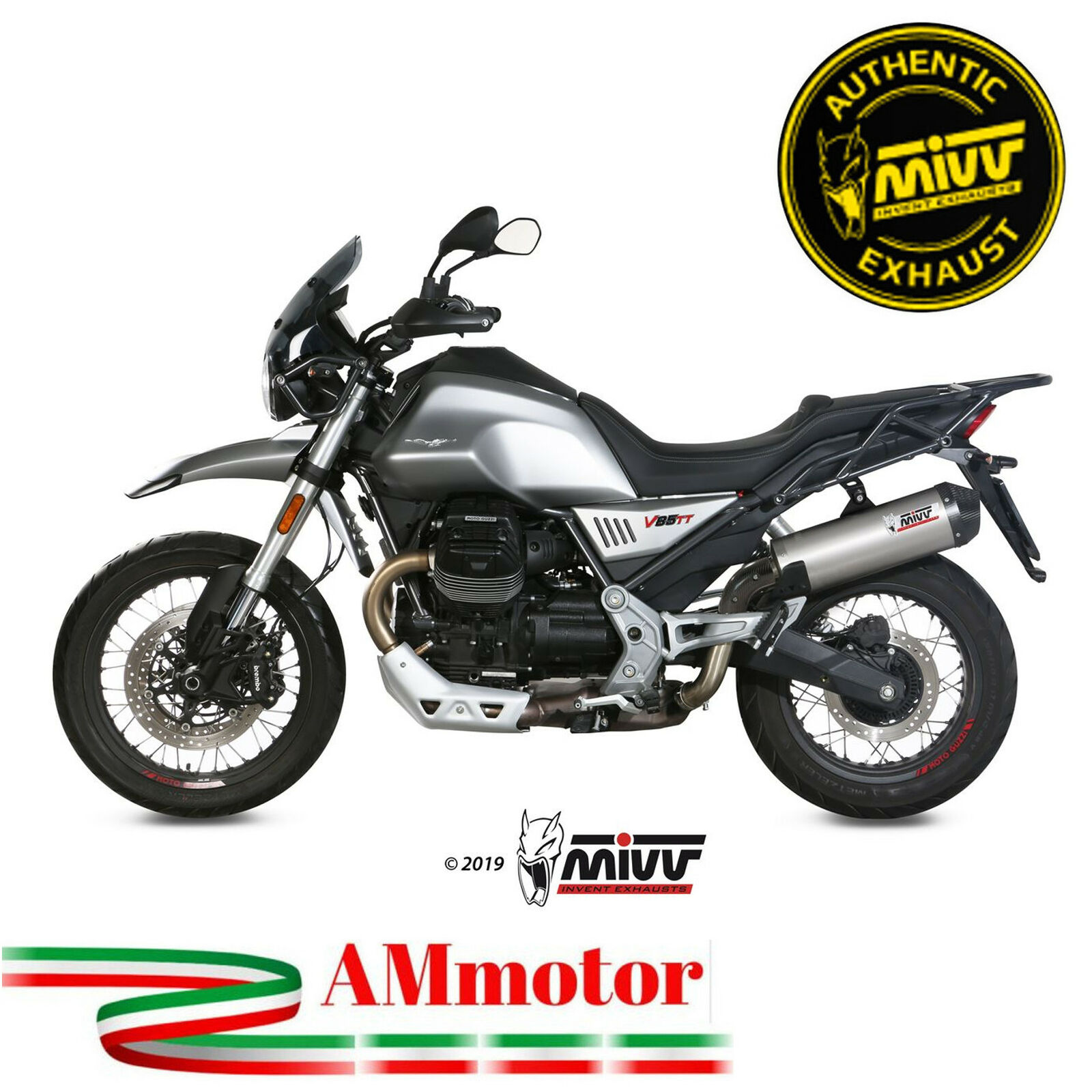 Mivv Moto Guzzi V85 TT 2021 Terminale Di Scarico Oval Titanio Cap Omologato