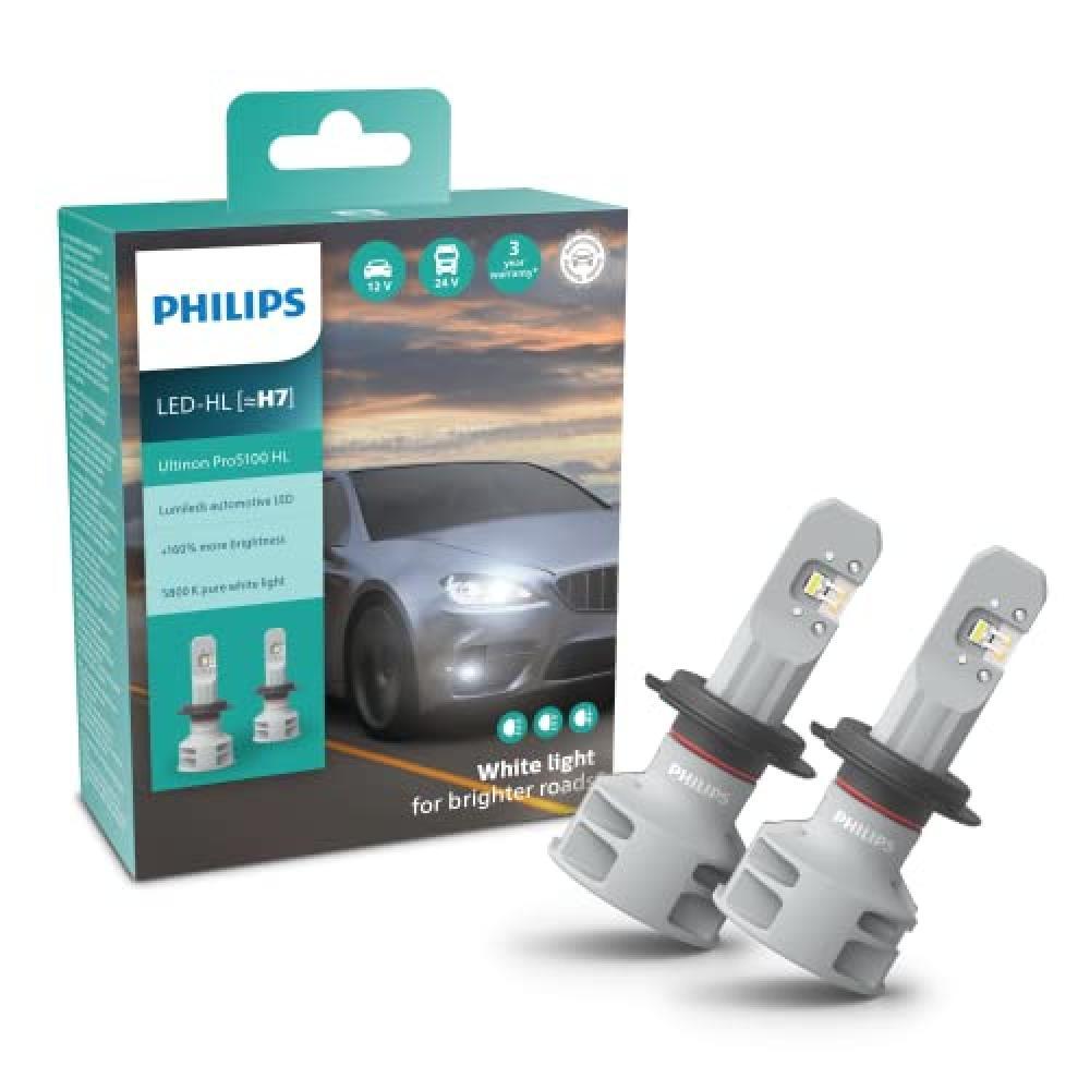 (TG. H7) Philips Ultinon Pro5100 LED lampadina fari auto (H7), 160%, 5.800K, set