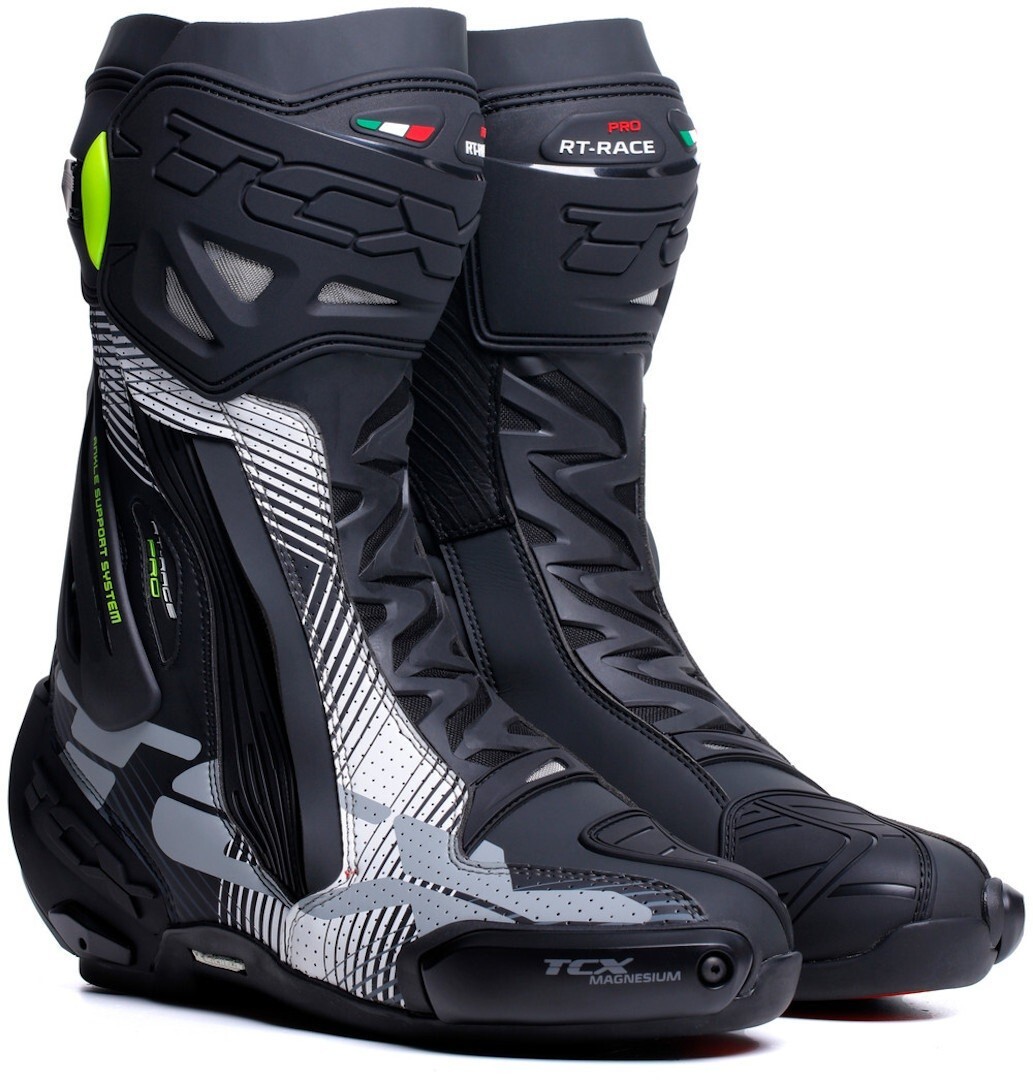 STIVALI BOOTS MOTO RACING TCX RT-RACE PRO AIR BLACK WHITE GREY TCS TORSION TG 45