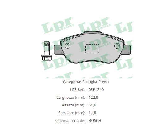 Pasticche freno anteriori Fiat 4pz LPR 05P1240