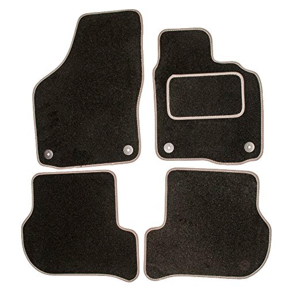 Sakura WW0374GY Car Mats with Drivers Side Rubber Heel Pad, Black/ Grey Trim fit