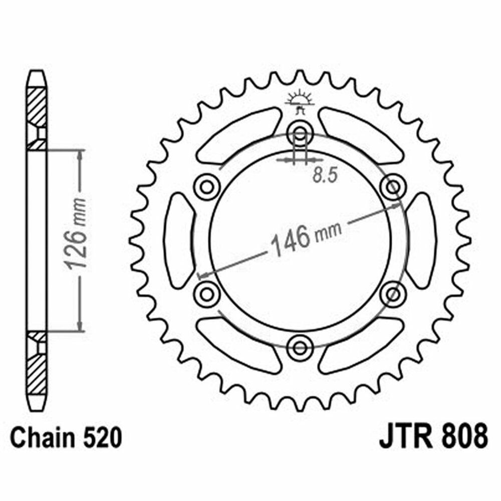 CORONA DI TRASMISSIONE ACCIAIO JT SPROCKETS 43 DENTI JTR808.43