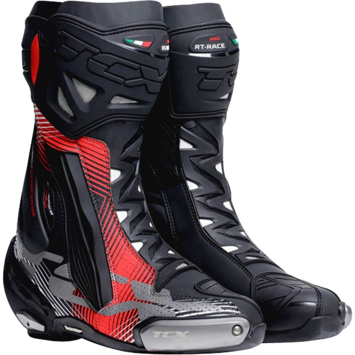 STIVALI BOOTS MOTO RACING TCX RT-RACE PRO AIR BLACK RED WHITE TCS TORSION TG 45