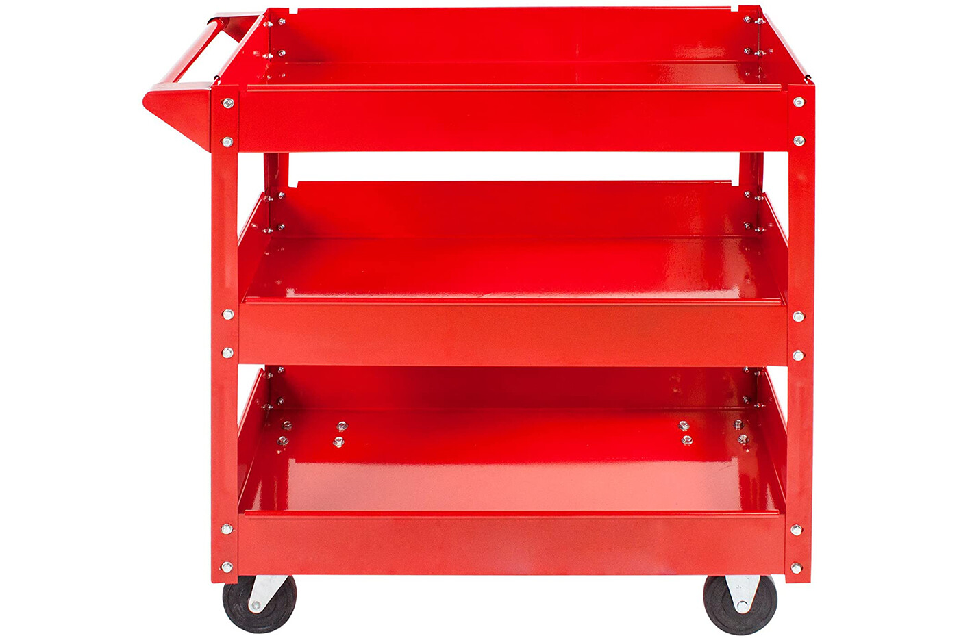 Carrello Porta Utensili da Officina 3 Piani Carrello Attrezzi Rosso 4 Ruote