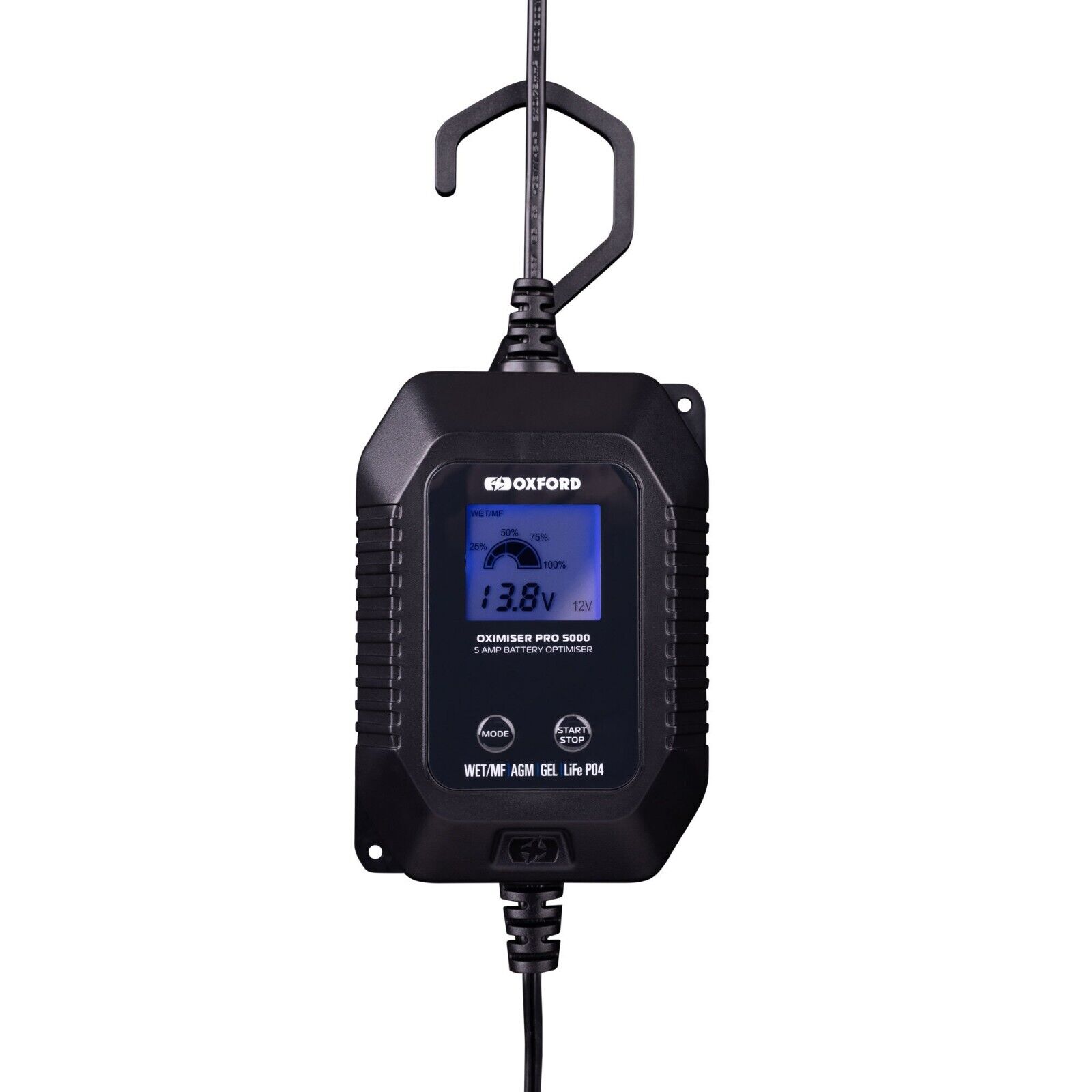 Oxford Oximiser Pro 5000 12V Bagnato / Mf,AGM,Gel Moto Carica Batterie Spina UK