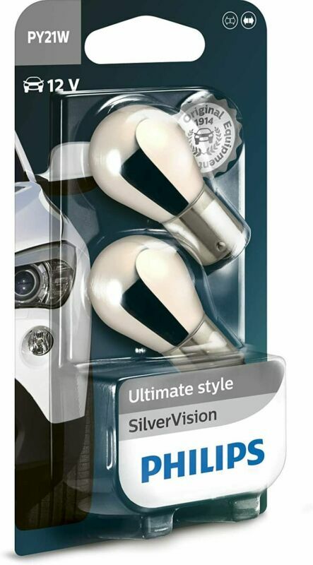 Philips 12496SVB2 PY21W Silver Vision Lampadine Indicatori, Set di 2...