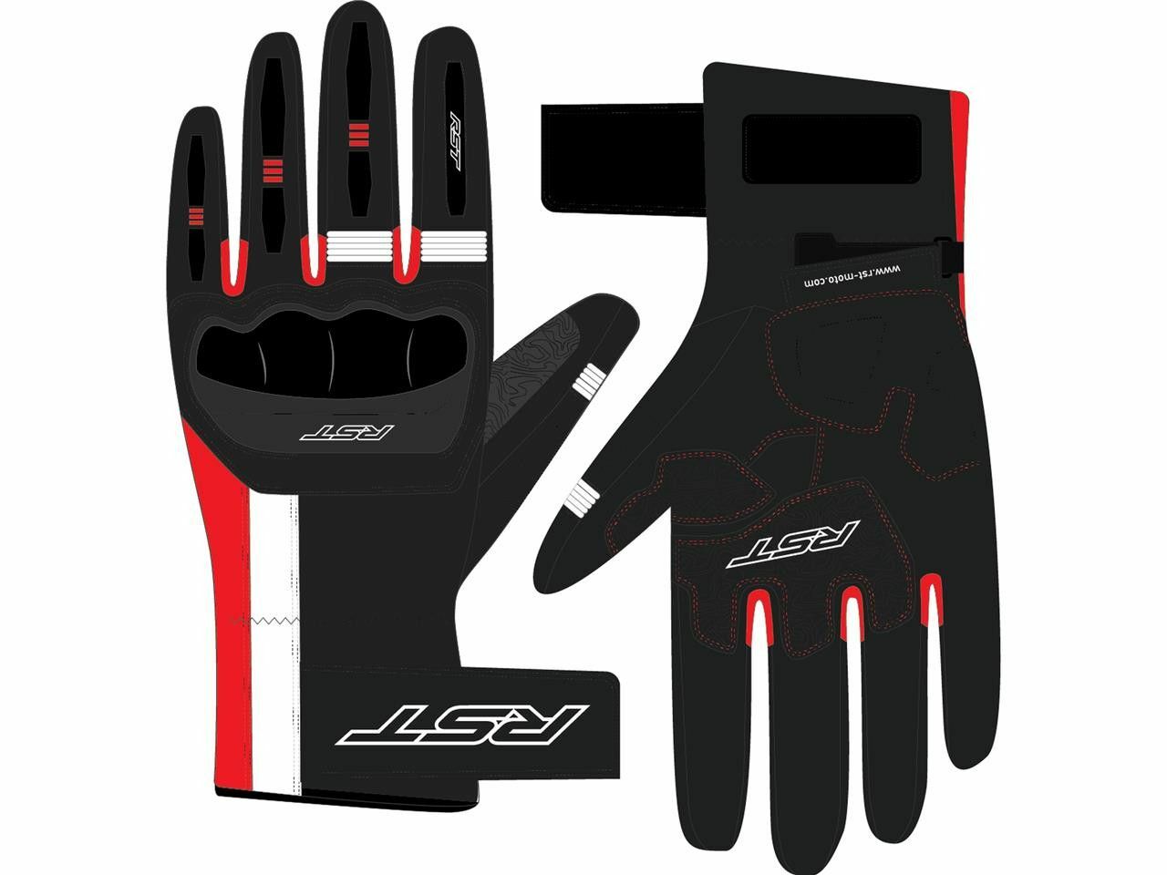 Guanti RST Pilot Ce pelle Nera / Rosso / Bianco Taglia M Uomo - Nuovo