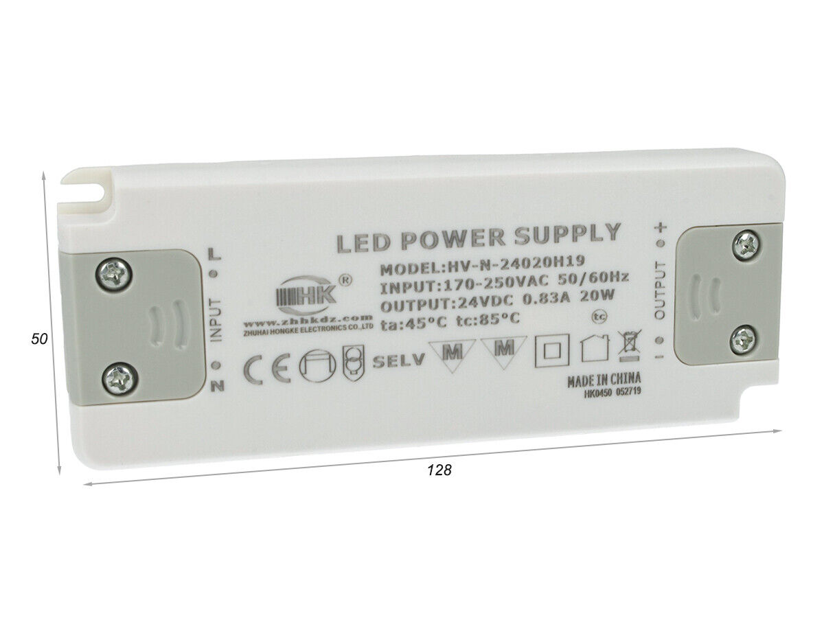 Alimentatore Trasformatore CV 20W 24V 0.83A Super Slim Solo 16mm Spessore