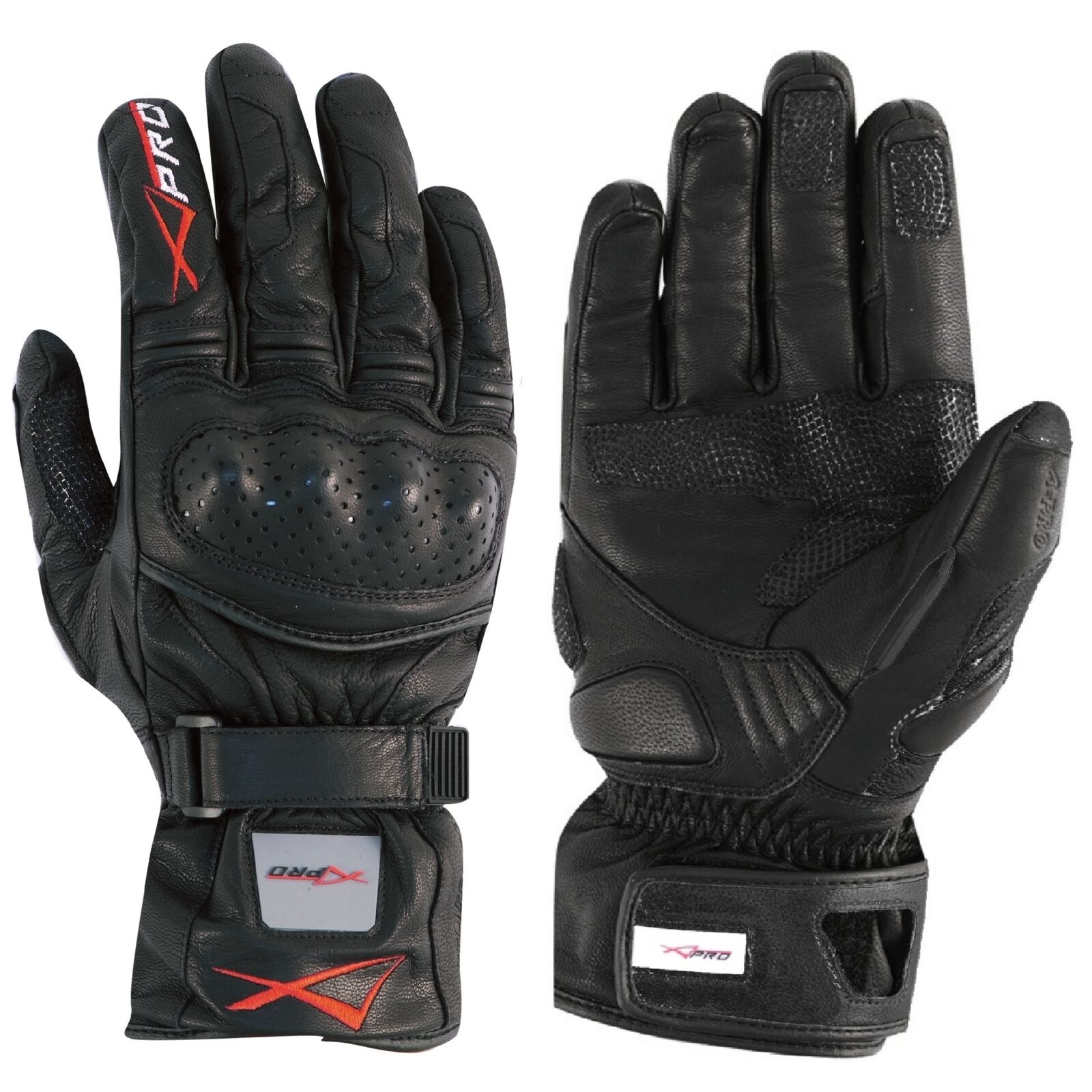 Protective Touring Racing Leather Motorcycle Motorbike Gloves Black S