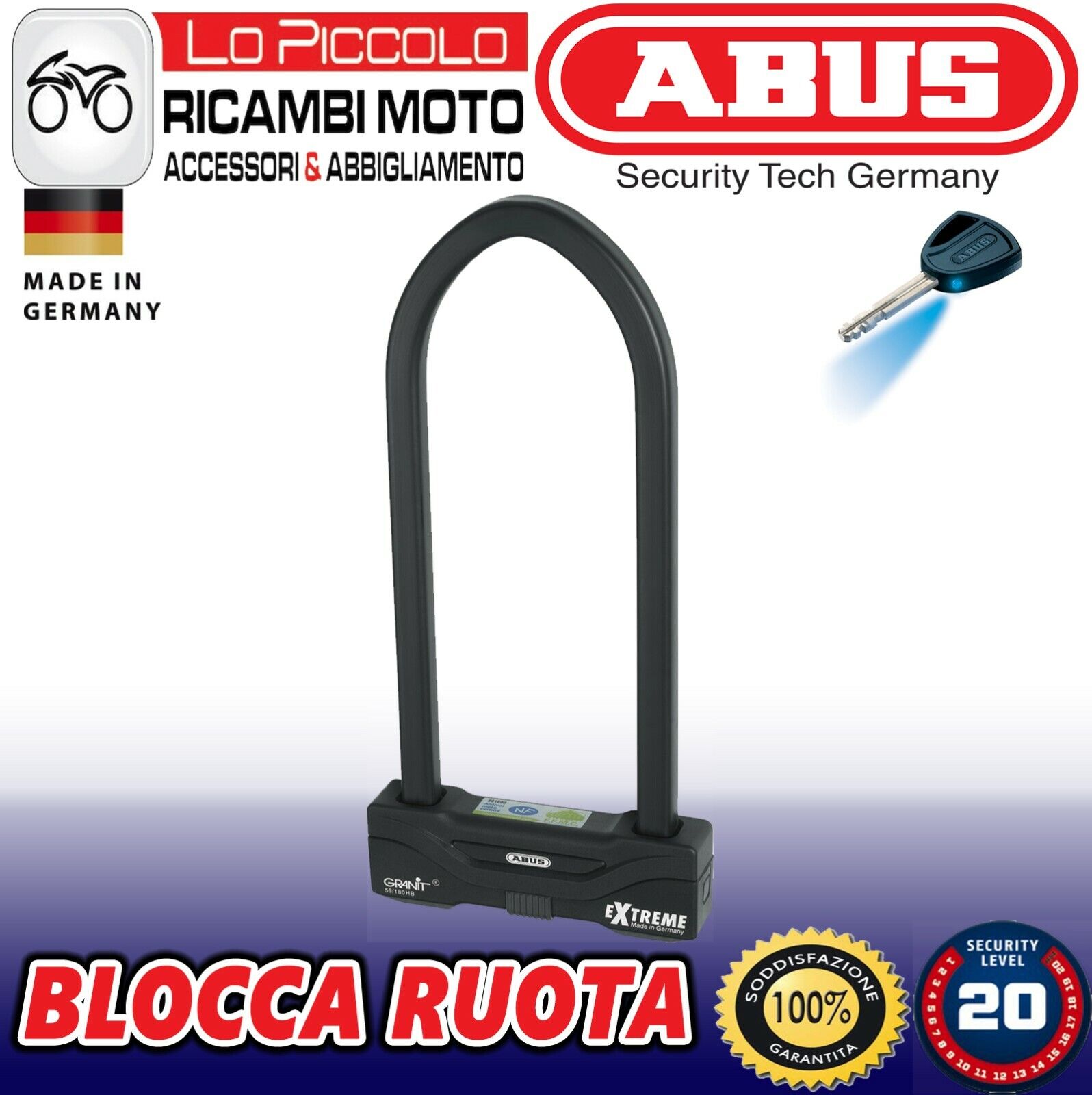 ABUS BLOCCA DISCO ARCO GRANIT EXTREME 59 COMPATIBILE CON PIASTRE GIVI M6M 310MM