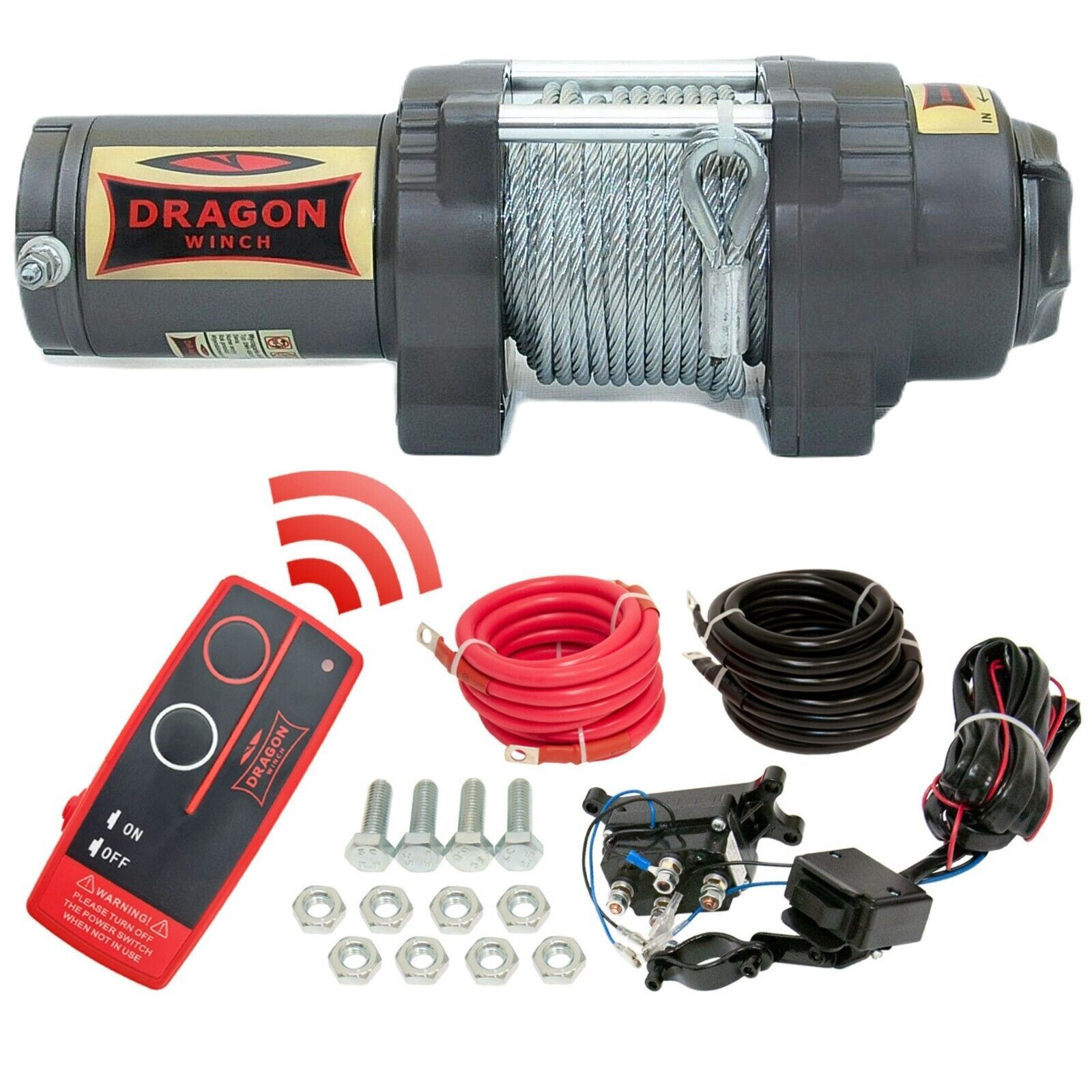 Dragon Winch Verricello Elettrico 12V Highlander 3000 lbs 1360kg Cavo in...