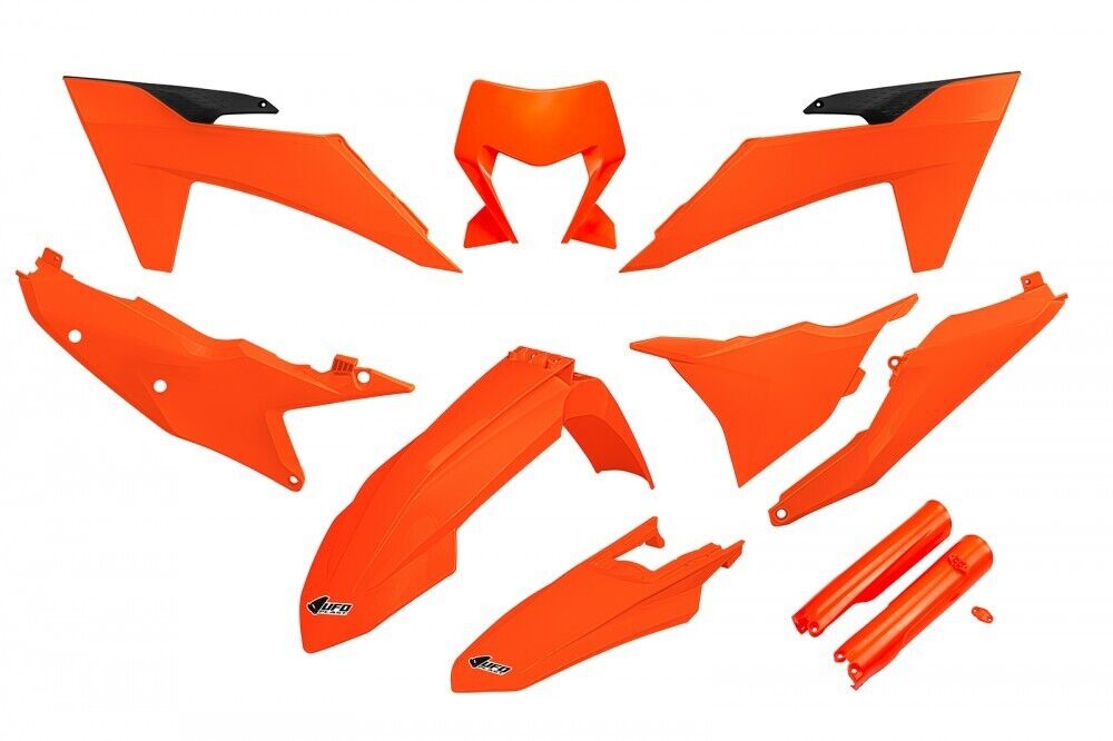 Kit plastiche con parasteli UFO plast KTM EXC-F 250 / SIX DAYS 2025 Arancio Fluo