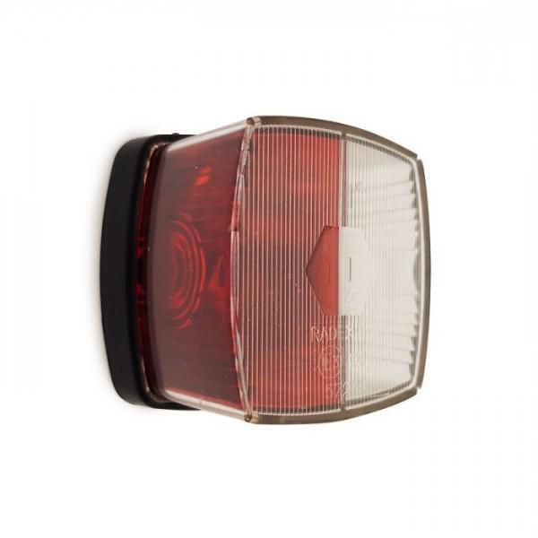 Luce di Ingombro Quadra Bianco Rosso con Base Nera per Camper