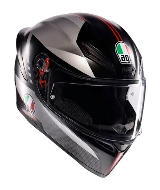 Casco Integrale AGV K1-S K1S E2206 Lap Nero Rosso Grigio Opaco Taglia S
