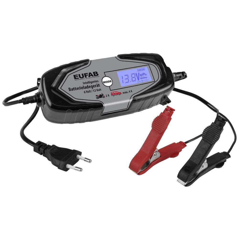 Eufab Intelligentes Batterieladegerät 6/12V 4A, auch für Lithiumbatterien 16647