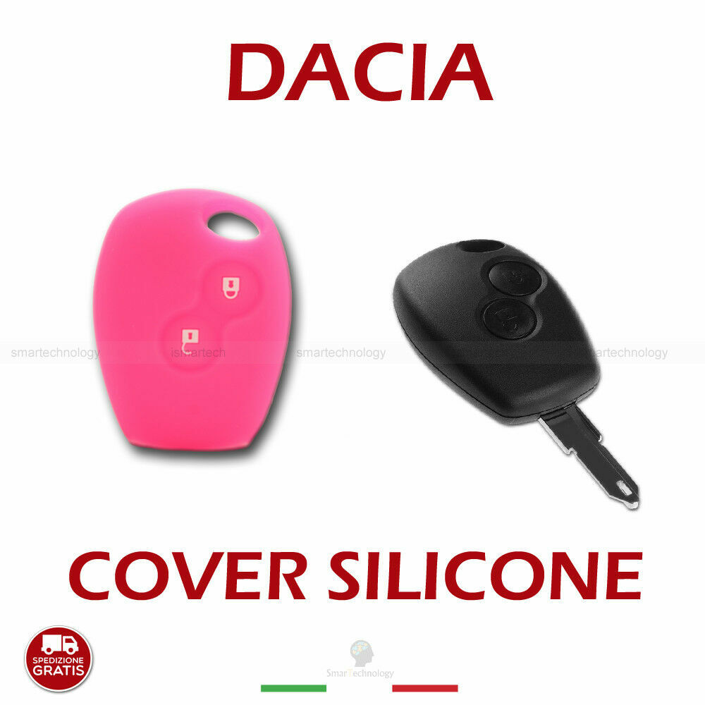 GUSCIO COVER IN SILICONE FUCSIA TELECOMANDO CHIAVE 2 TASTI DACIA DUSTER LOGAN