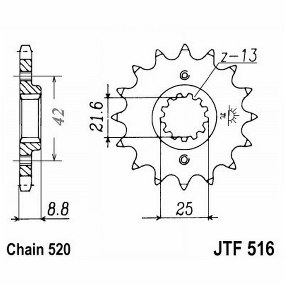 PIGNONE DI TRASMISSIONE ACCIAIO JT SPROCKETS 14 DENTI JTF516.14