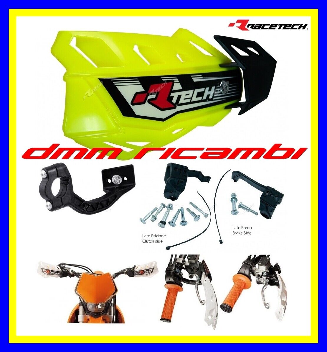 Paramani RACETECH FLX universali Moto Cross Enduro Motard Pit-Bike (Giallo Fluo)