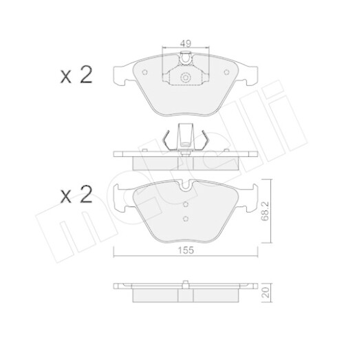 Kit Pastiglie Freno Freno A Disco Metelli 22-0558-9 per Bmw Assale Anteriore
