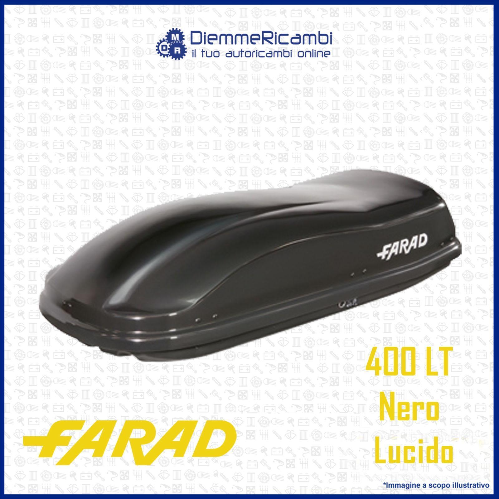 BOX AUTO PORTATUTTO DA TETTO UNIVERSALE FARAD F3 MARLIN 400 LT - NERO LUCIDO