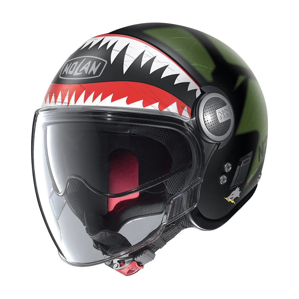 CASCO JET NOLAN N21 DOPPIA VISIERA SKYDWELLER 091 NERO VERDE OPACO TAGLIA XL