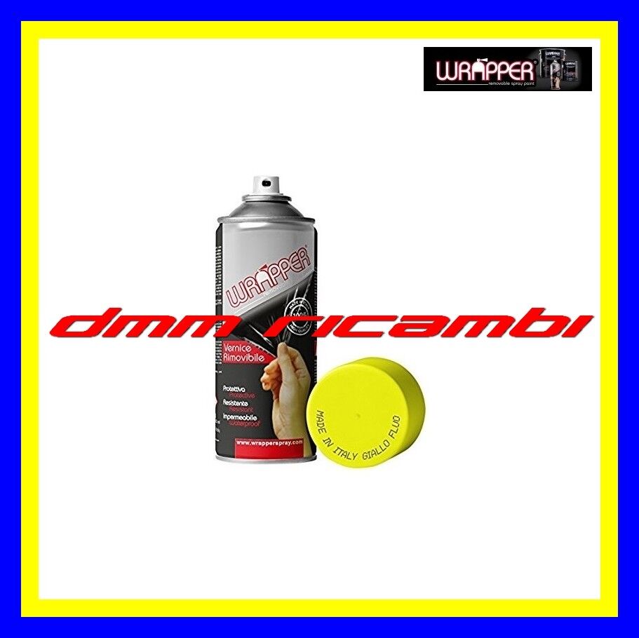 Bomboletta vernice spray a pellicola removibile WRAPPER Auto Moto Giallo Fluo Op