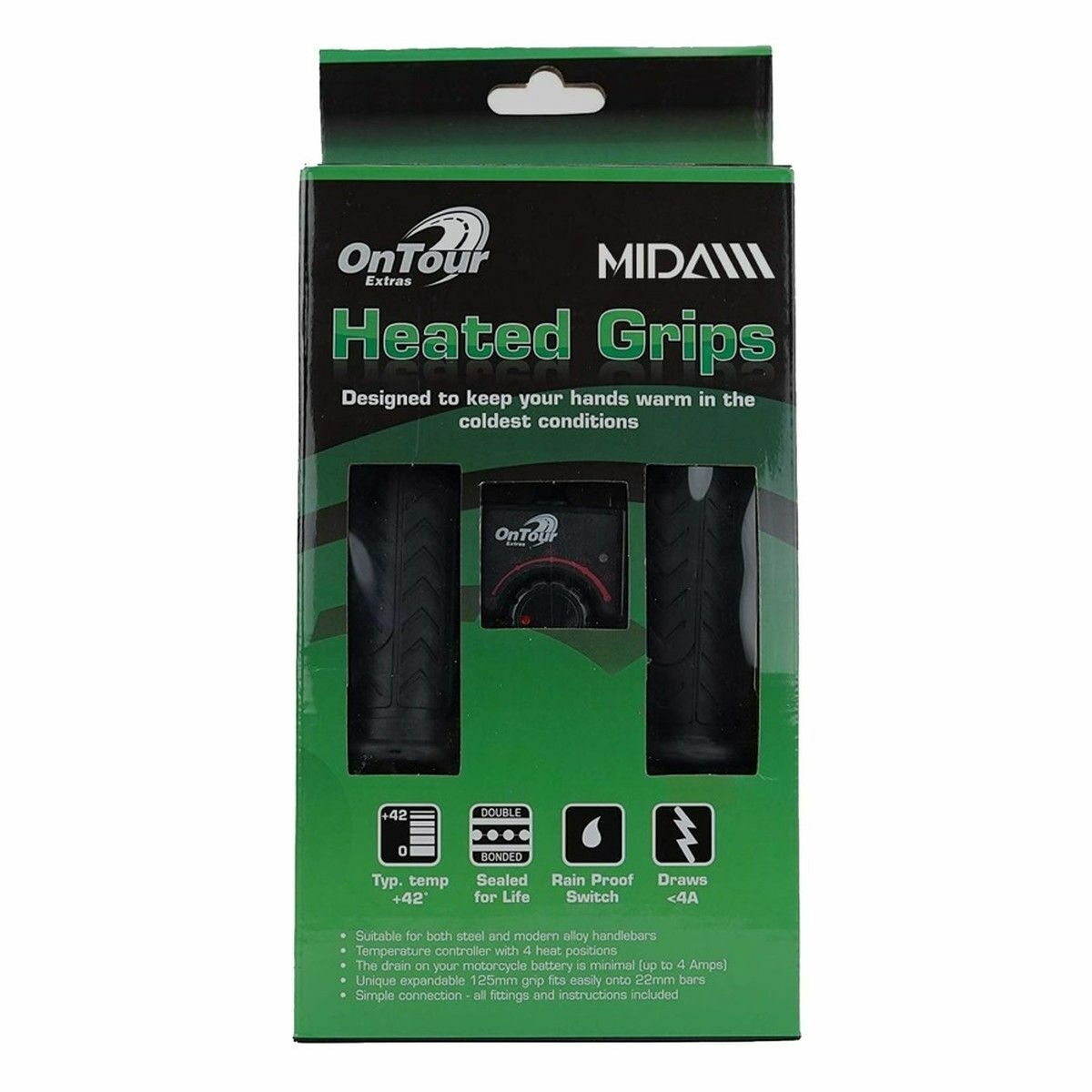 Riscaldato Moto Manopole > Mida OnTour 12V Caldo Hands + 4 Calore Set
