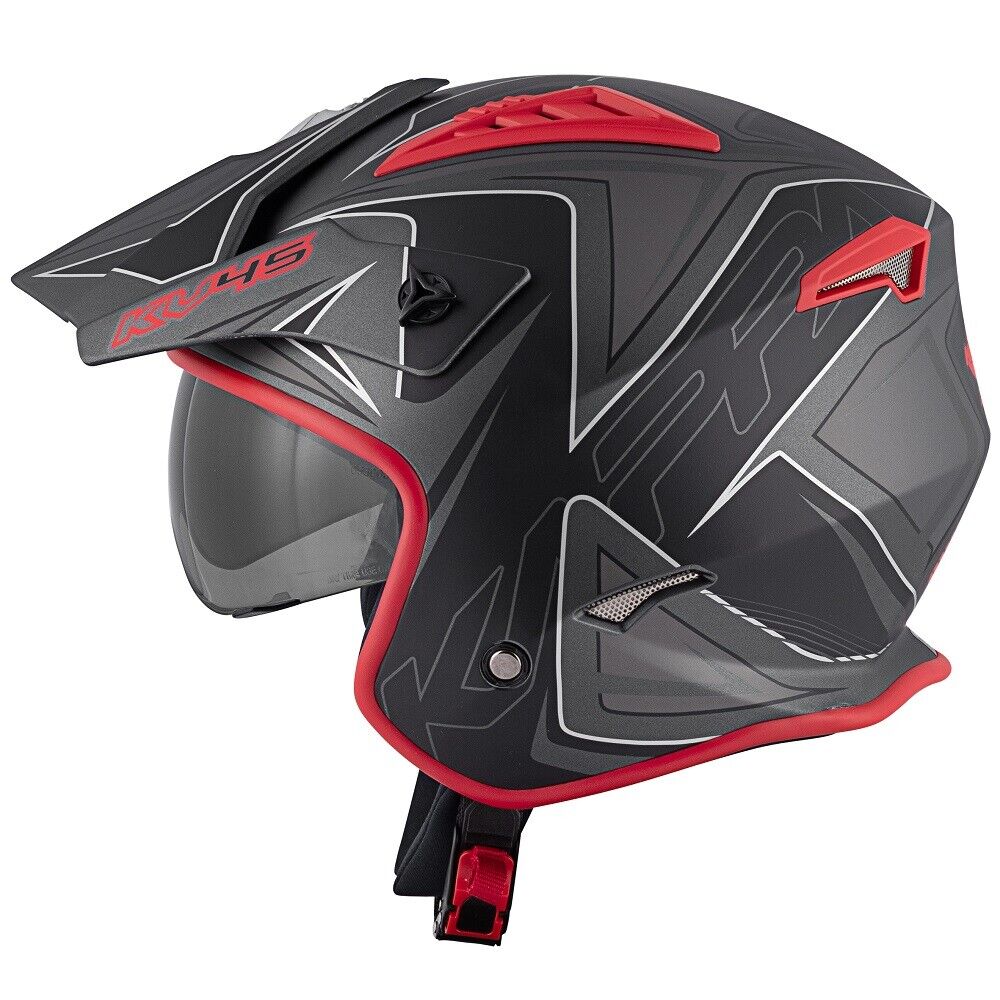 CASCO MOTO JET KAPPA KV45 GEMINI NERO ROSSO TITANIO OPACO VISIERA INTERNA TG M